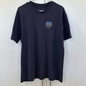 Patagonia logo t-shirt, size L, navy blue, broken in look